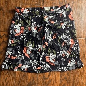 LOFT Black Floral Mini Skirt